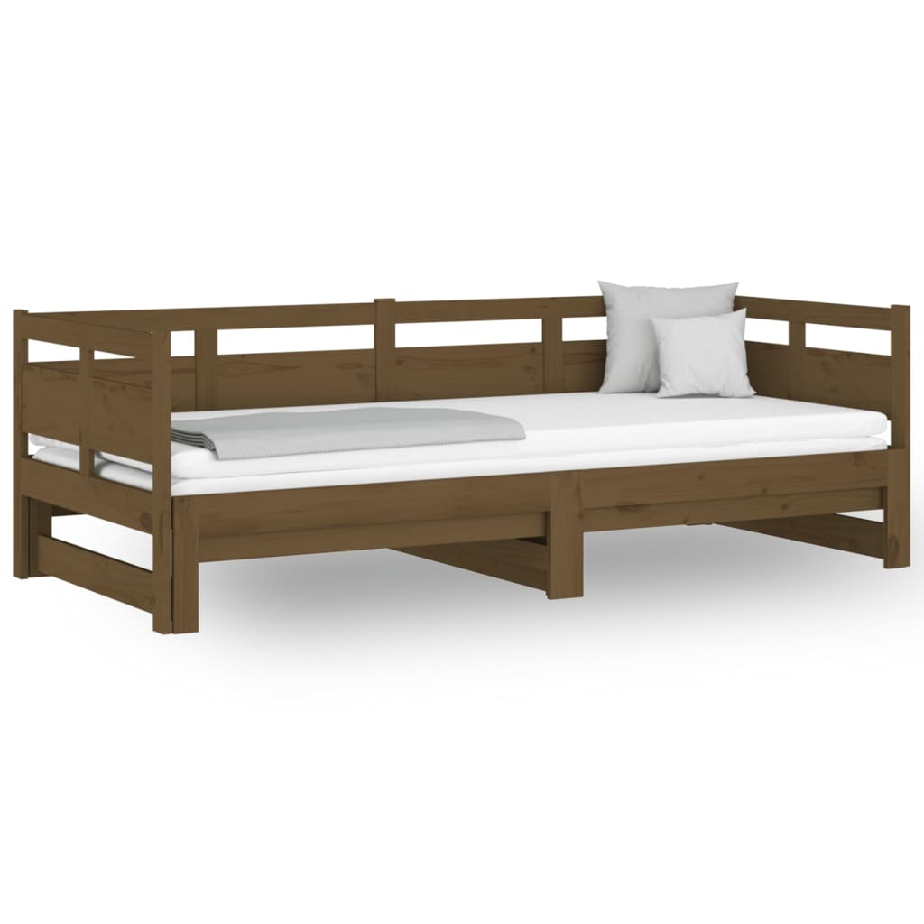 Slaapbank Uitschuifbaar Grenenhout Honingbruin 2X(90X200) Cm