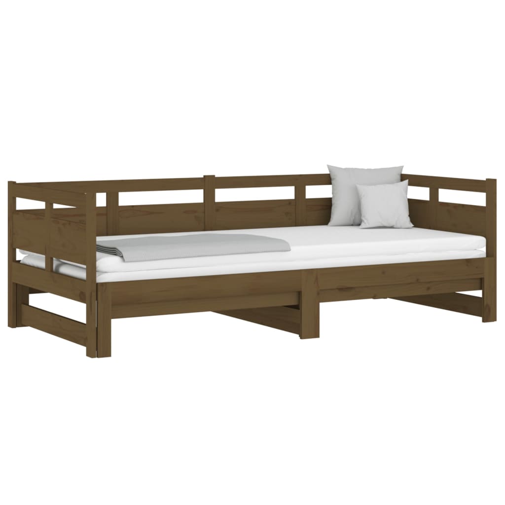 Slaapbank Uitschuifbaar Grenenhout Honingbruin 2X(90X200) Cm
