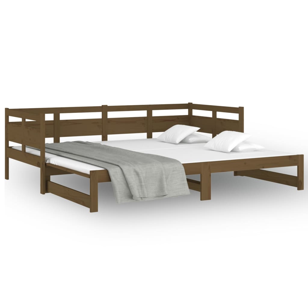 Slaapbank Uitschuifbaar Grenenhout Honingbruin 2X(90X200) Cm