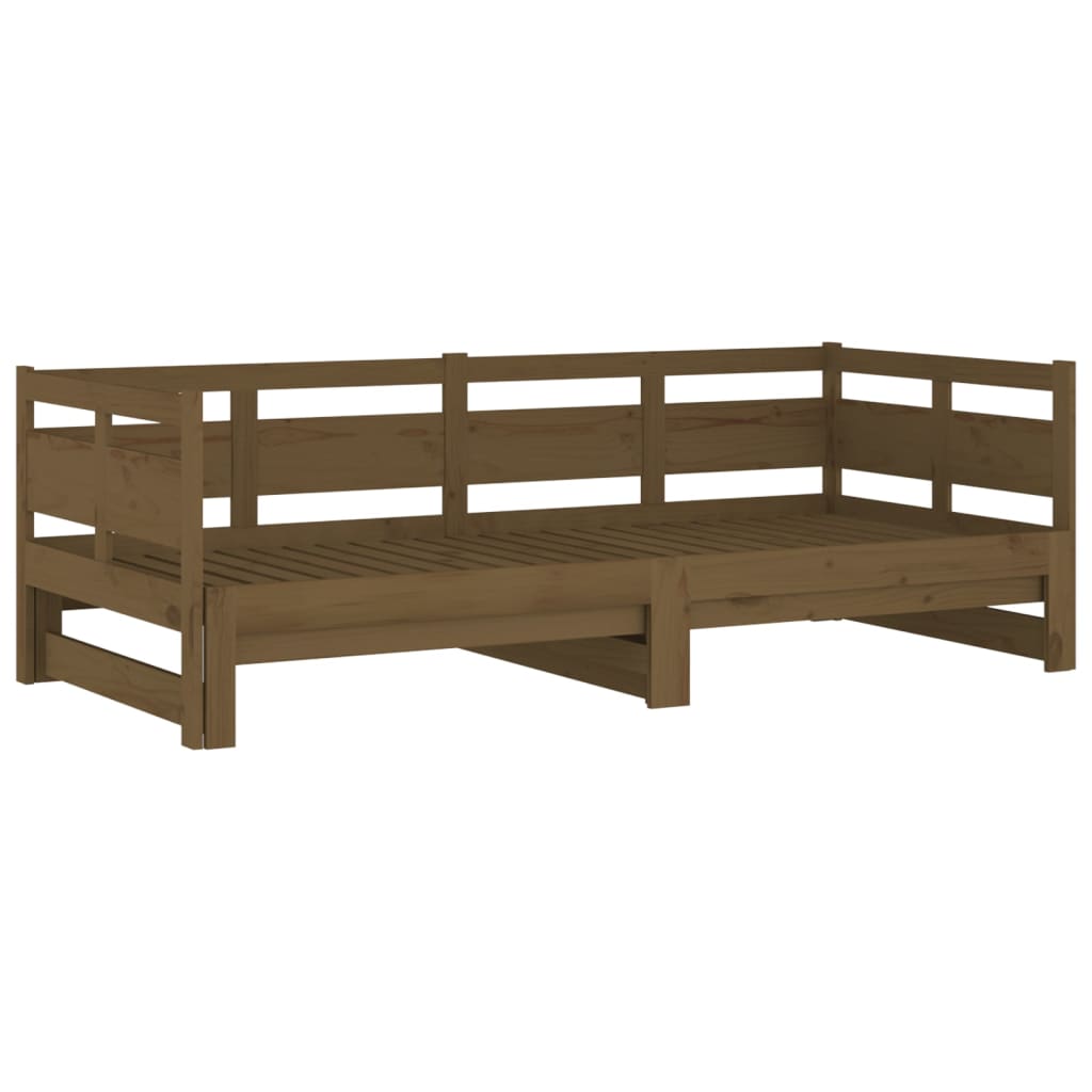 Slaapbank Uitschuifbaar Grenenhout Honingbruin 2X(90X200) Cm