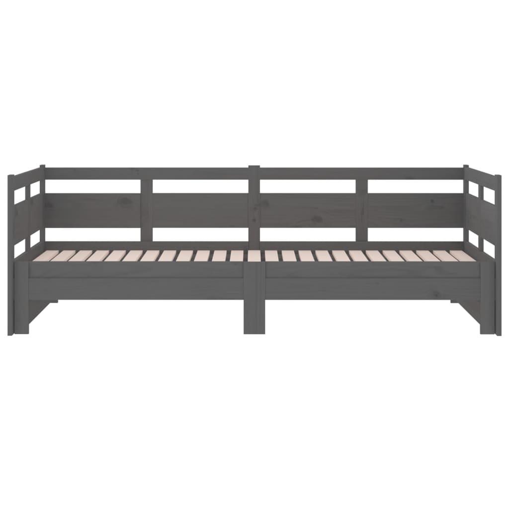 Slaapbank Uitschuifbaar Massief Grenenhout Grijs 2X(80X200) Cm