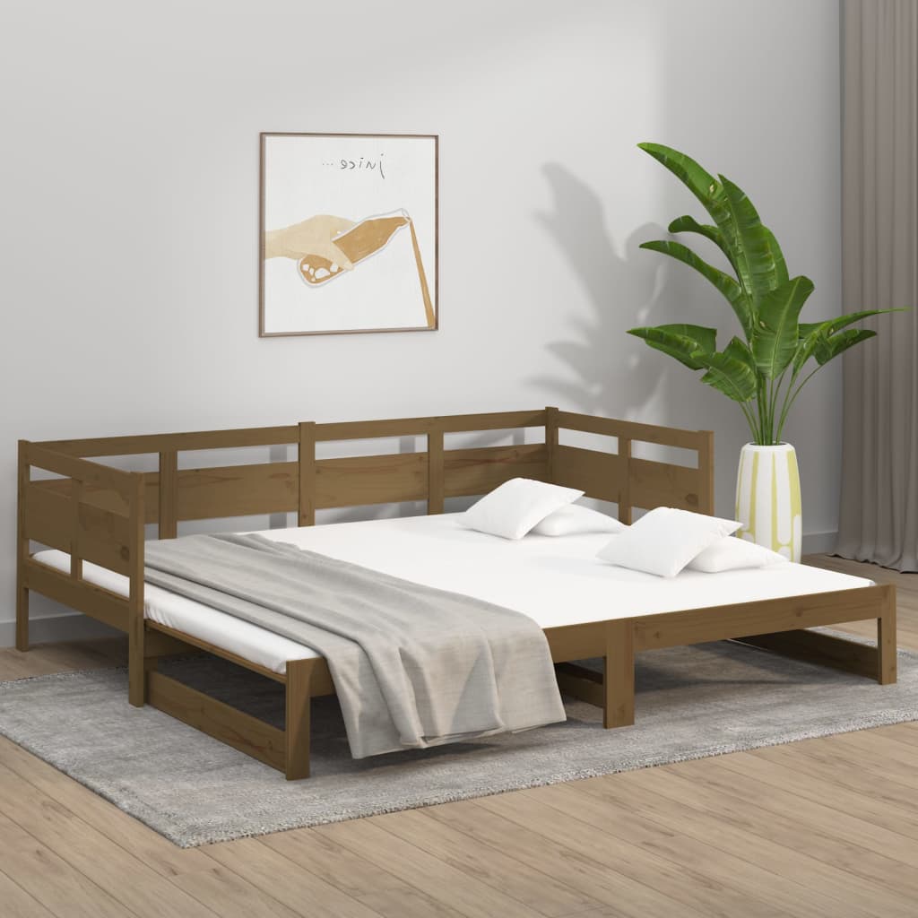 Slaapbank Uitschuifbaar Grenenhout Honingbruin 2X(90X190) Cm