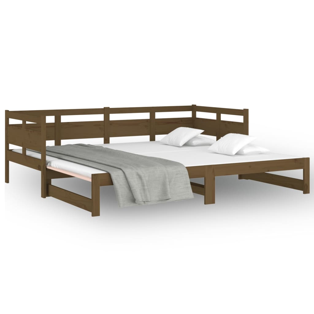 Slaapbank Uitschuifbaar Grenenhout Honingbruin 2X(90X190) Cm