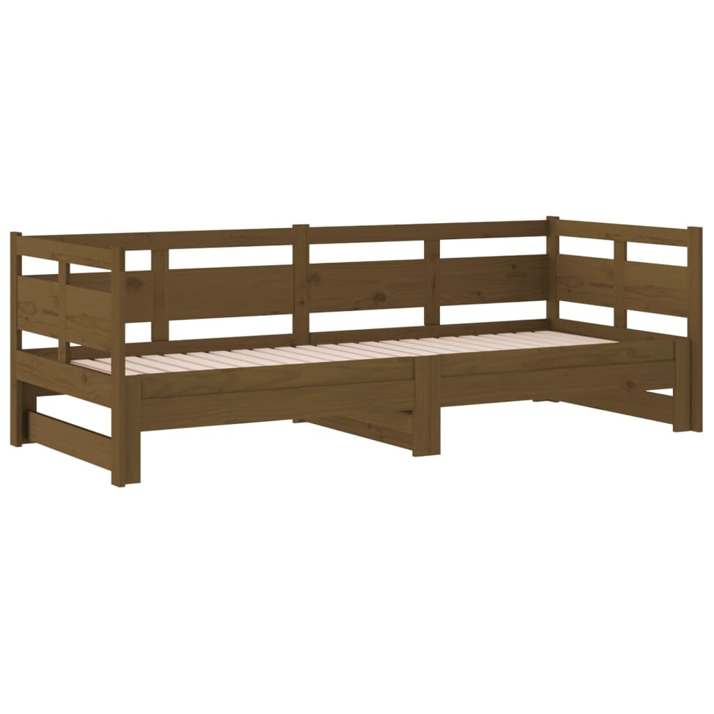 Slaapbank Uitschuifbaar Grenenhout Honingbruin 2X(90X190) Cm