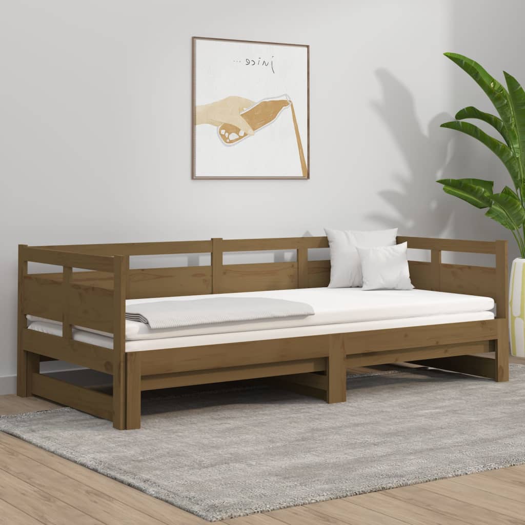Slaapbank Uitschuifbaar Grenenhout Honingbruin 2X(90X190) Cm