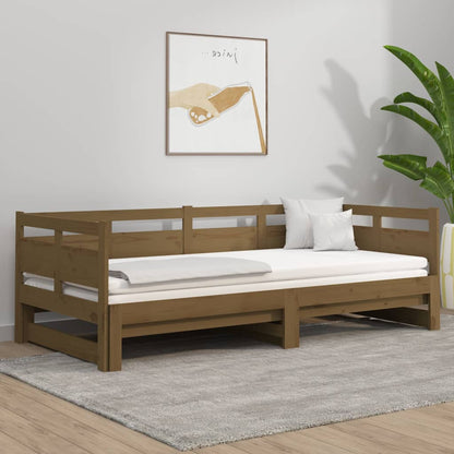 Slaapbank Uitschuifbaar Grenenhout Honingbruin 2X(90X190) Cm