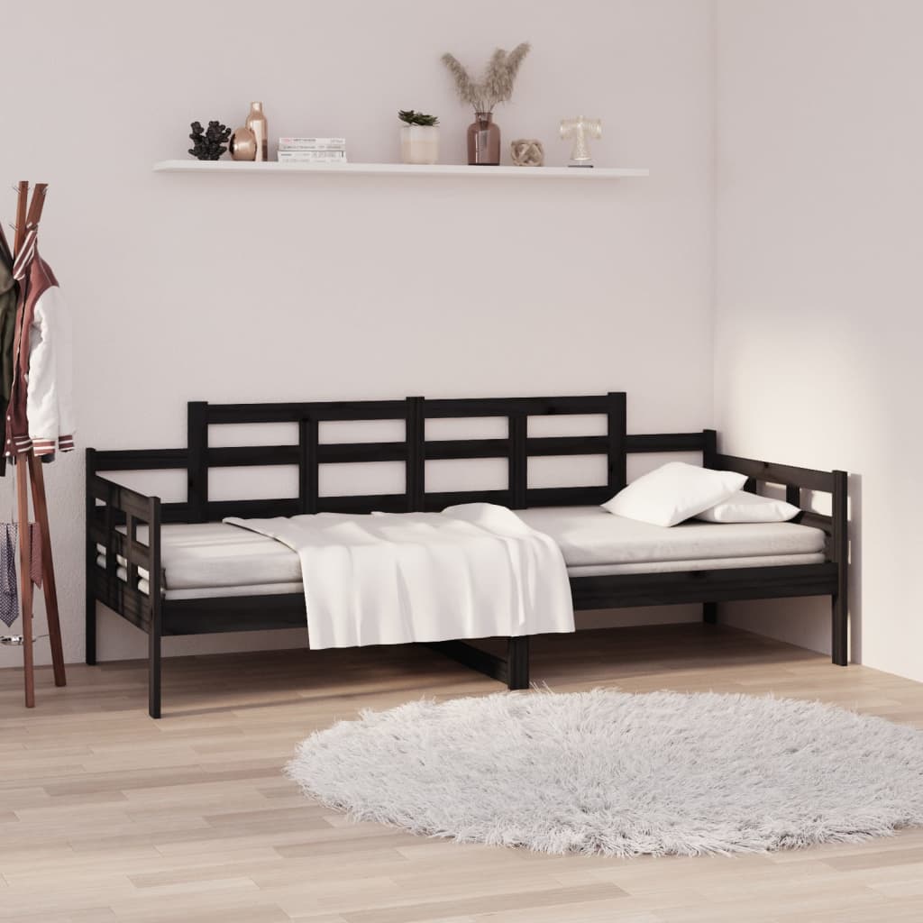 Slaapbank Massief Grenenhout Zwart 90X200 Cm