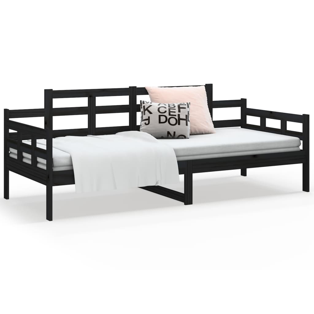 Slaapbank Massief Grenenhout Zwart 90X190 Cm