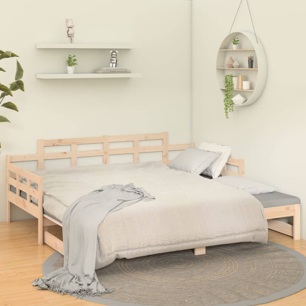 Slaapbank Uitschuifbaar Massief Grenenhout 2X(80X200) Cm