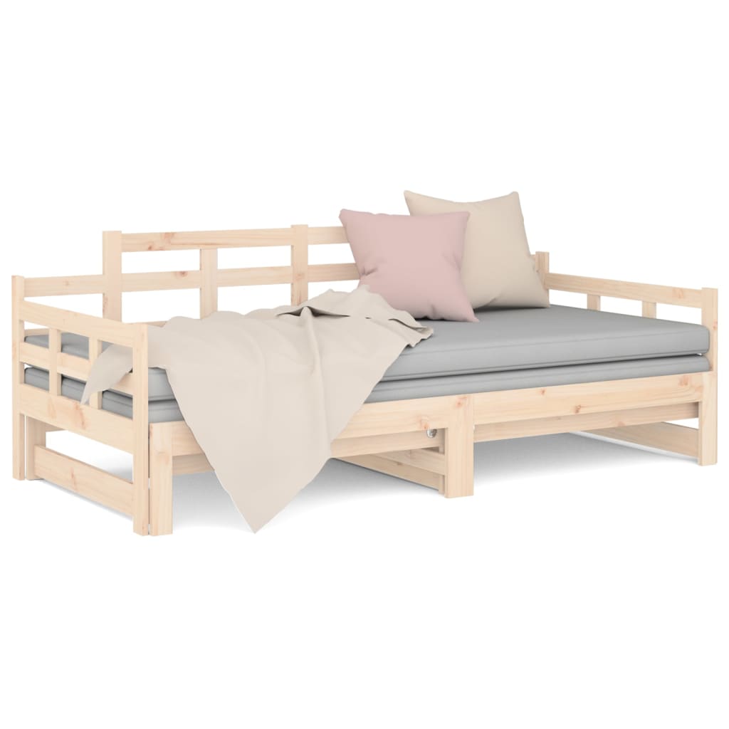 Slaapbank Uitschuifbaar Massief Grenenhout 2X(80X200) Cm