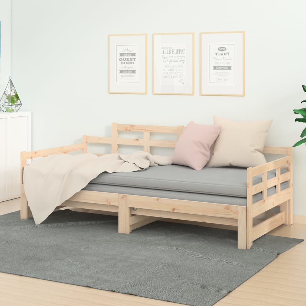 Slaapbank Uitschuifbaar Massief Grenenhout 2X(80X200) Cm