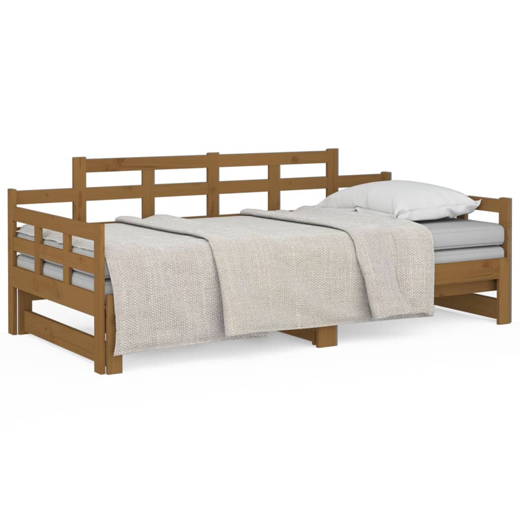 Slaapbank Uitschuifbaar Grenenhout Honingbruin 2X(90X190) Cm