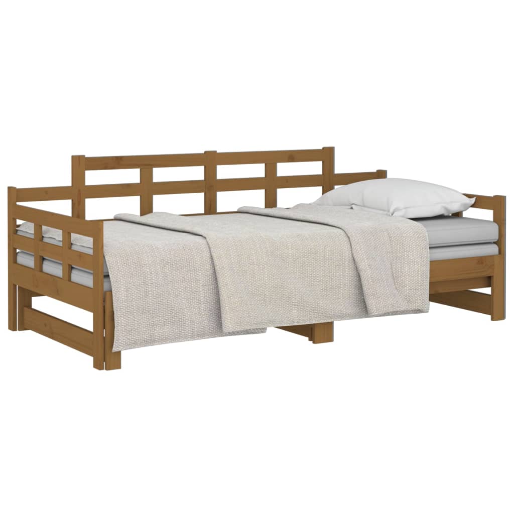Slaapbank Uitschuifbaar Grenenhout Honingbruin 2X(90X190) Cm