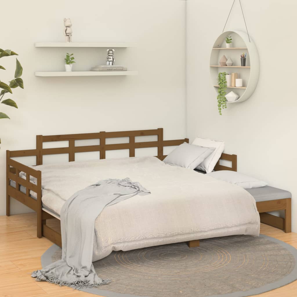 Slaapbank Uitschuifbaar Grenenhout Honingbruin 2X(90X190) Cm