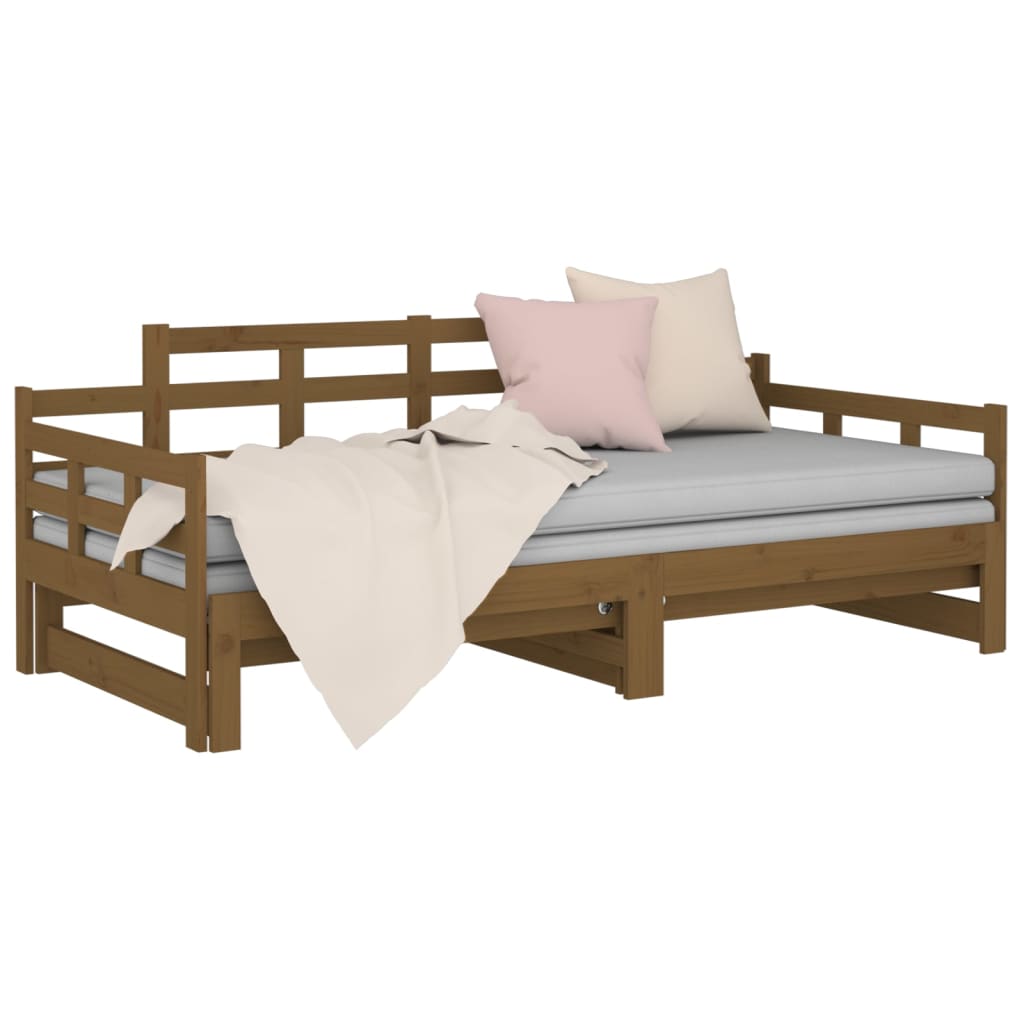Slaapbank Uitschuifbaar Grenenhout Honingbruin 2X(90X190) Cm