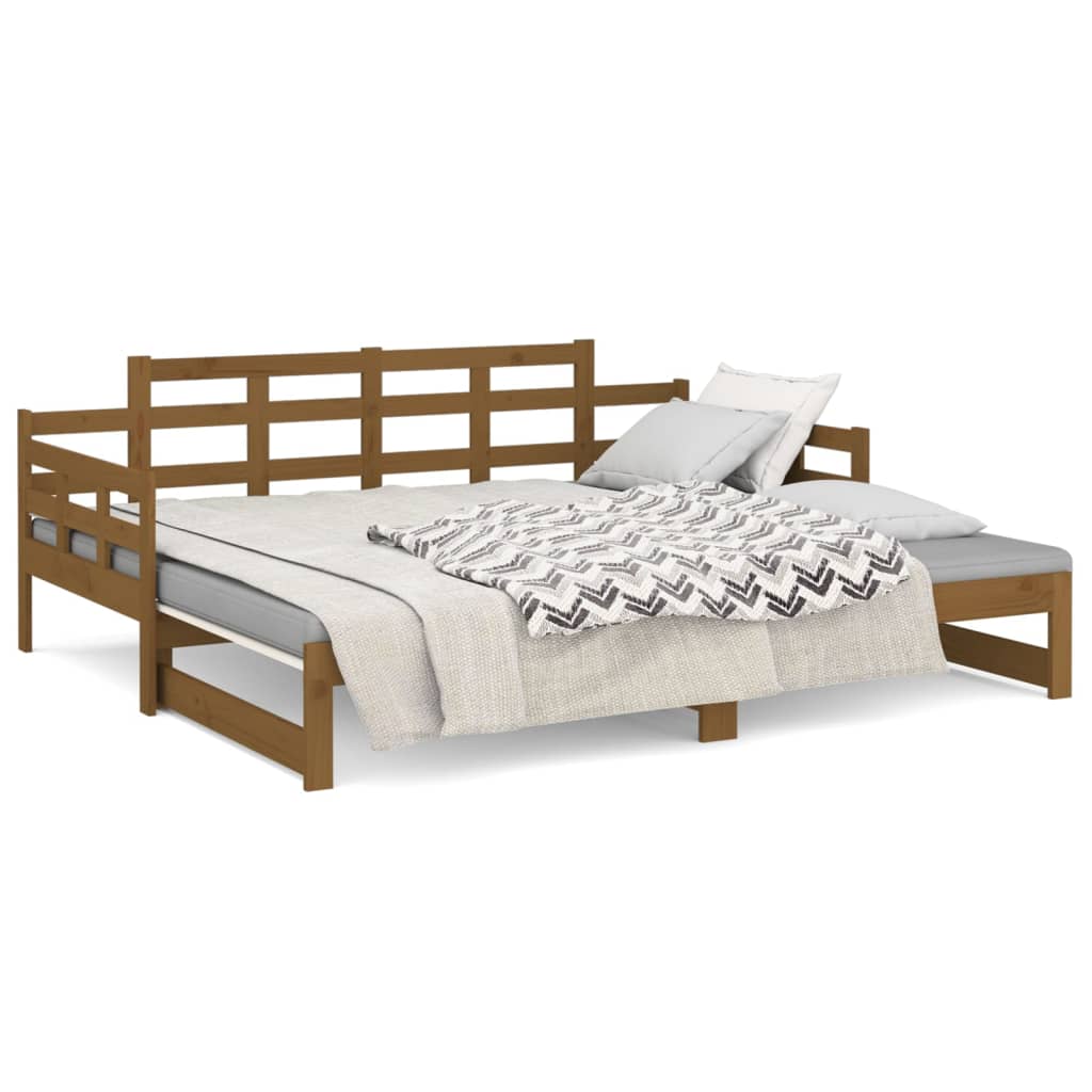 Slaapbank Uitschuifbaar Grenenhout Honingbruin 2X(90X190) Cm