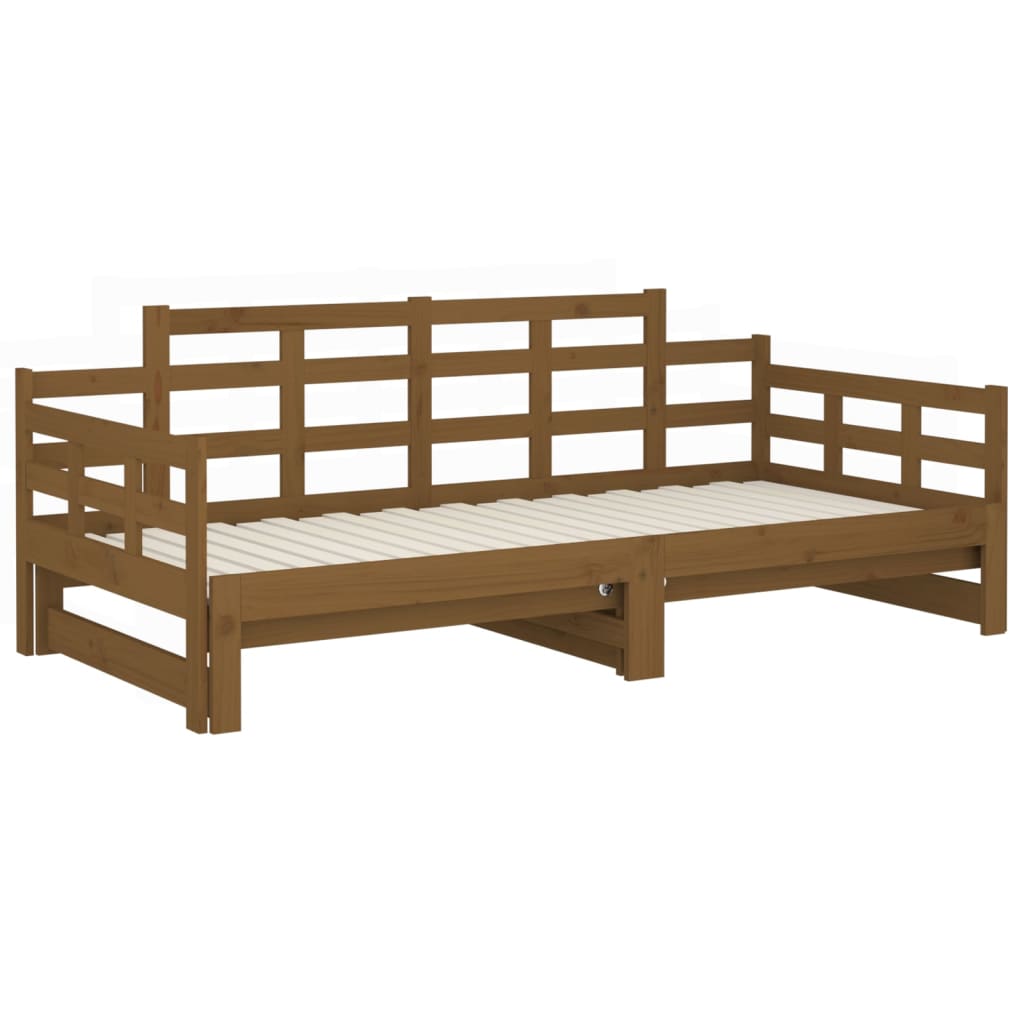 Slaapbank Uitschuifbaar Grenenhout Honingbruin 2X(90X190) Cm