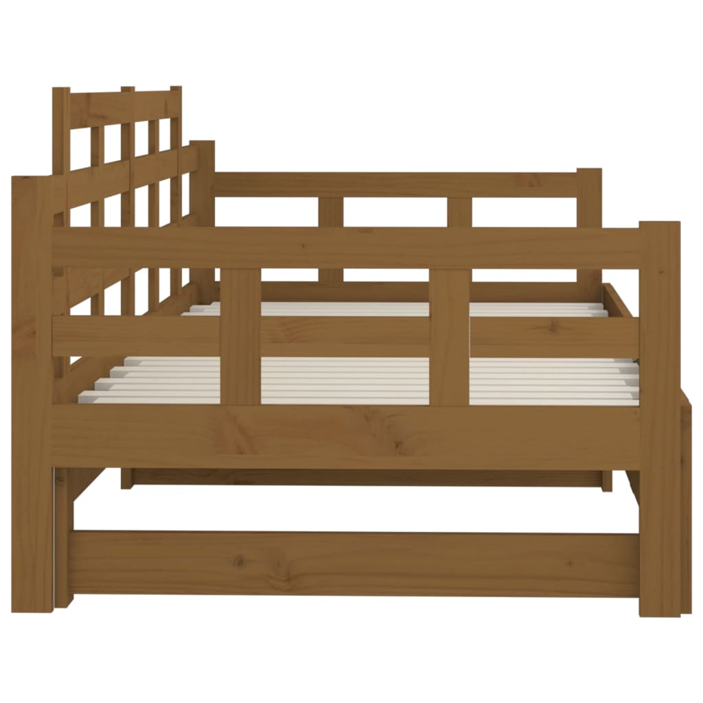 Slaapbank Uitschuifbaar Grenenhout Honingbruin 2X(90X190) Cm