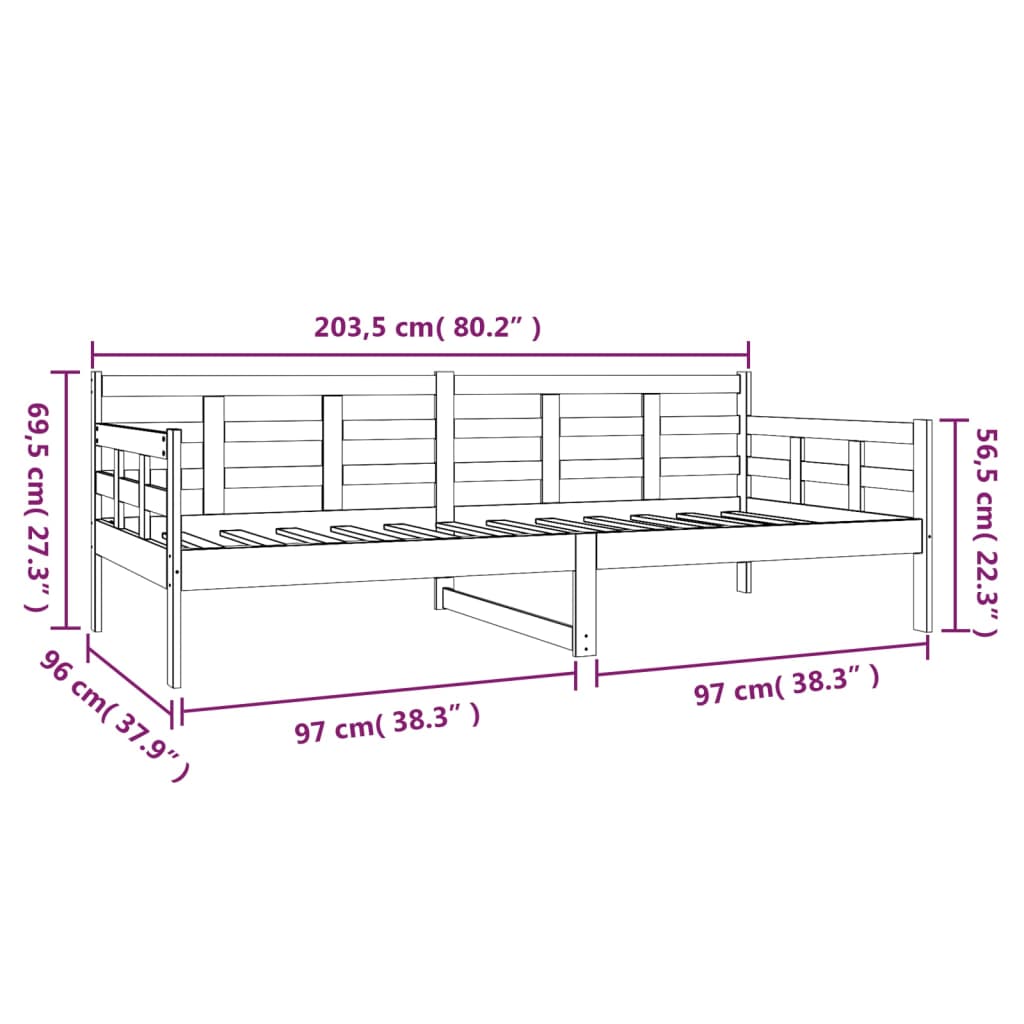 Slaapbank 90X200 Cm Massief Grenenhout