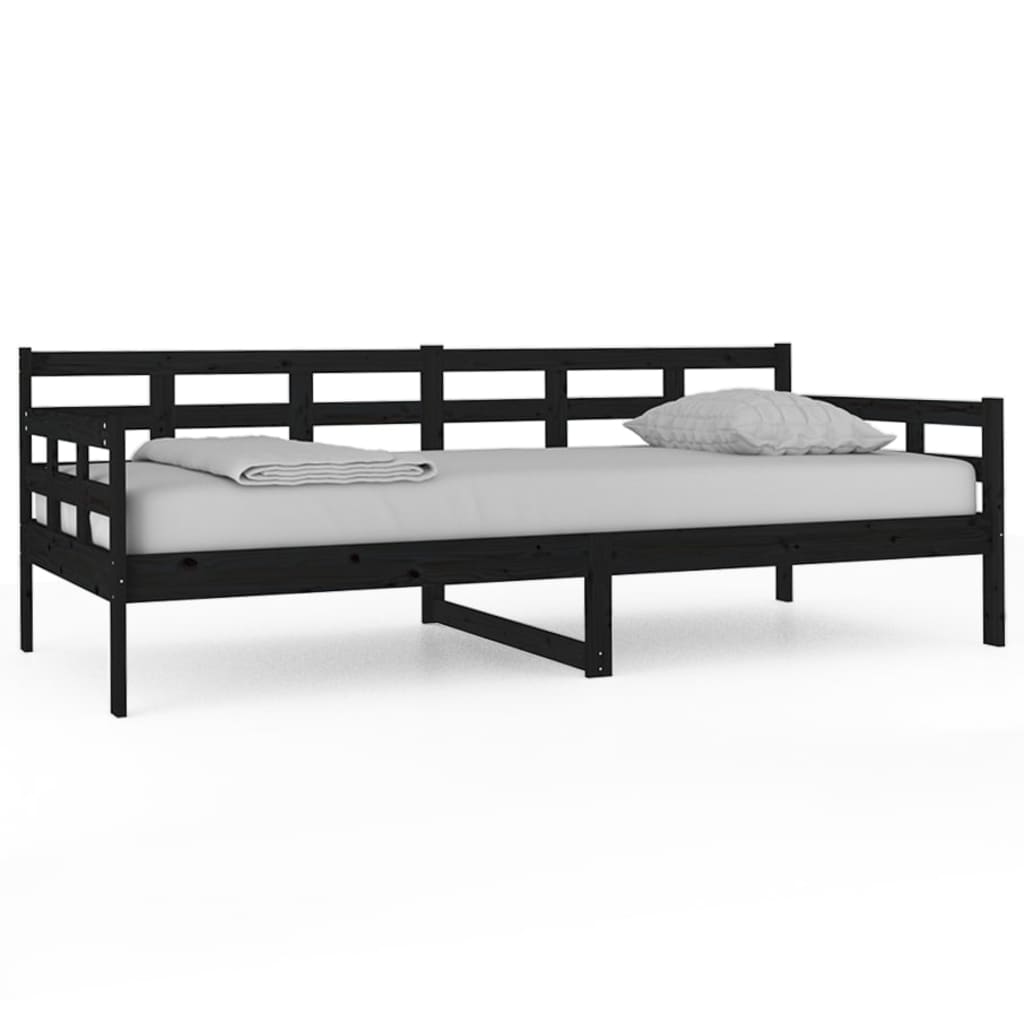 Slaapbank Massief Grenenhout Zwart 90X200 Cm