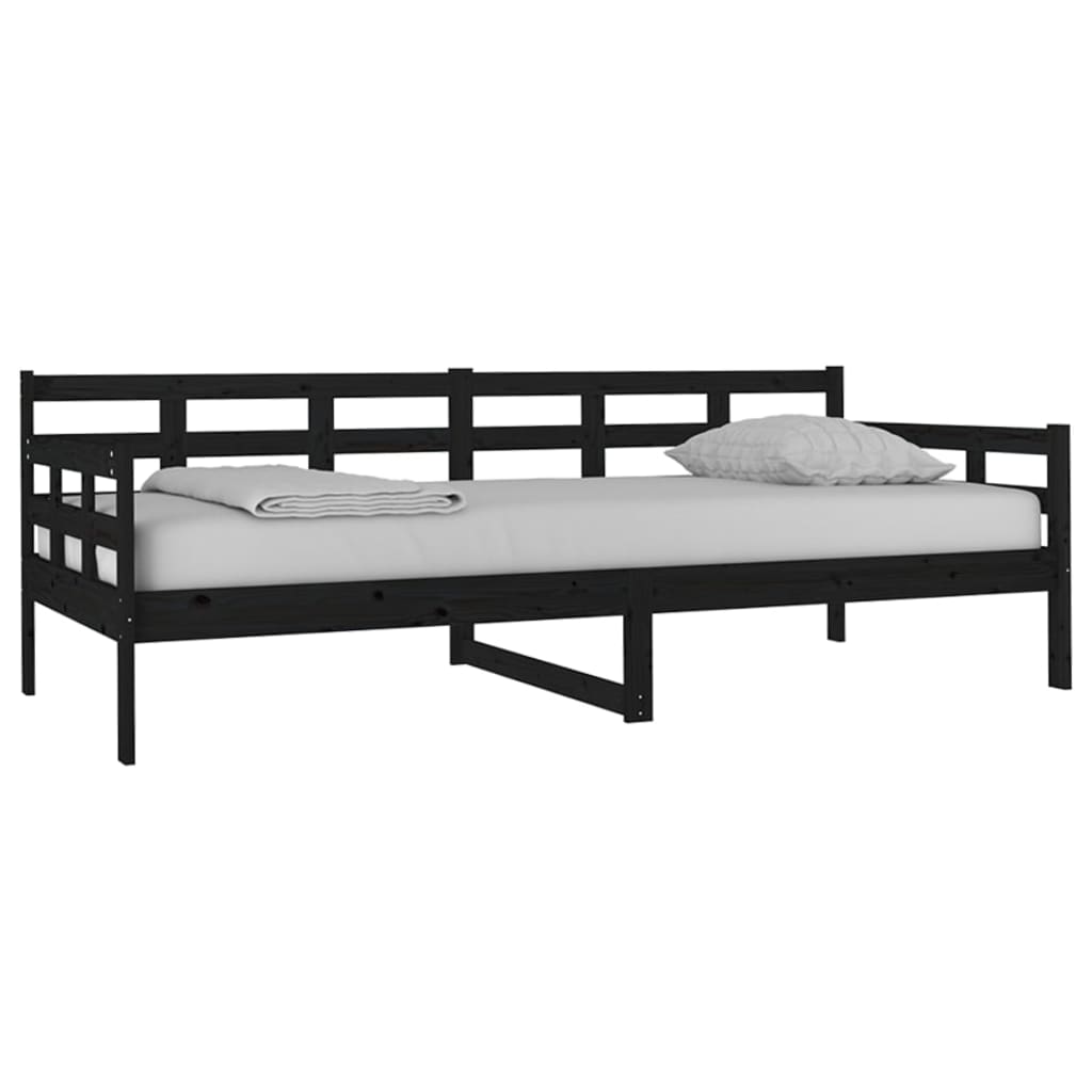 Slaapbank Massief Grenenhout Zwart 90X200 Cm