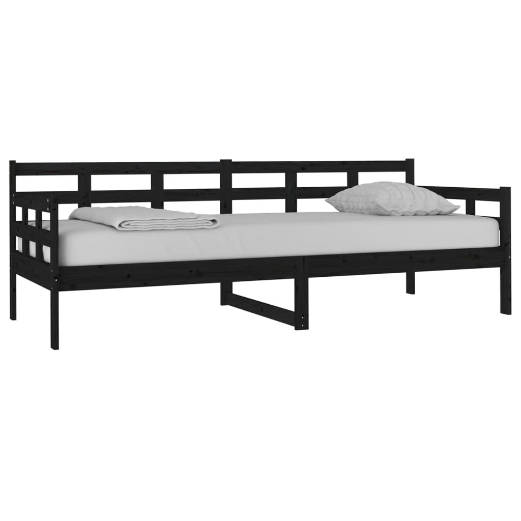 Slaapbank Massief Grenenhout Zwart 80X200 Cm