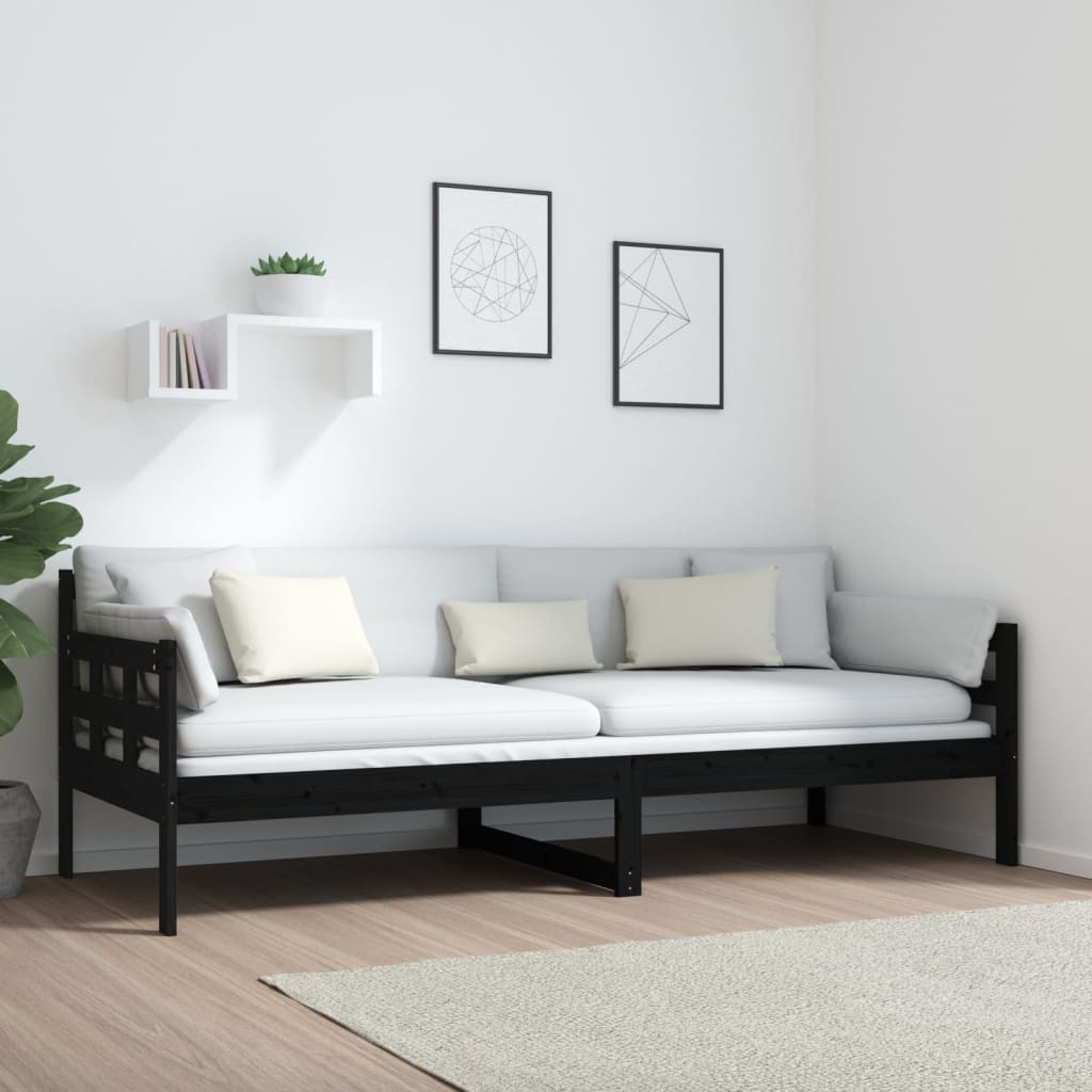 Slaapbank Massief Grenenhout Zwart 80X200 Cm