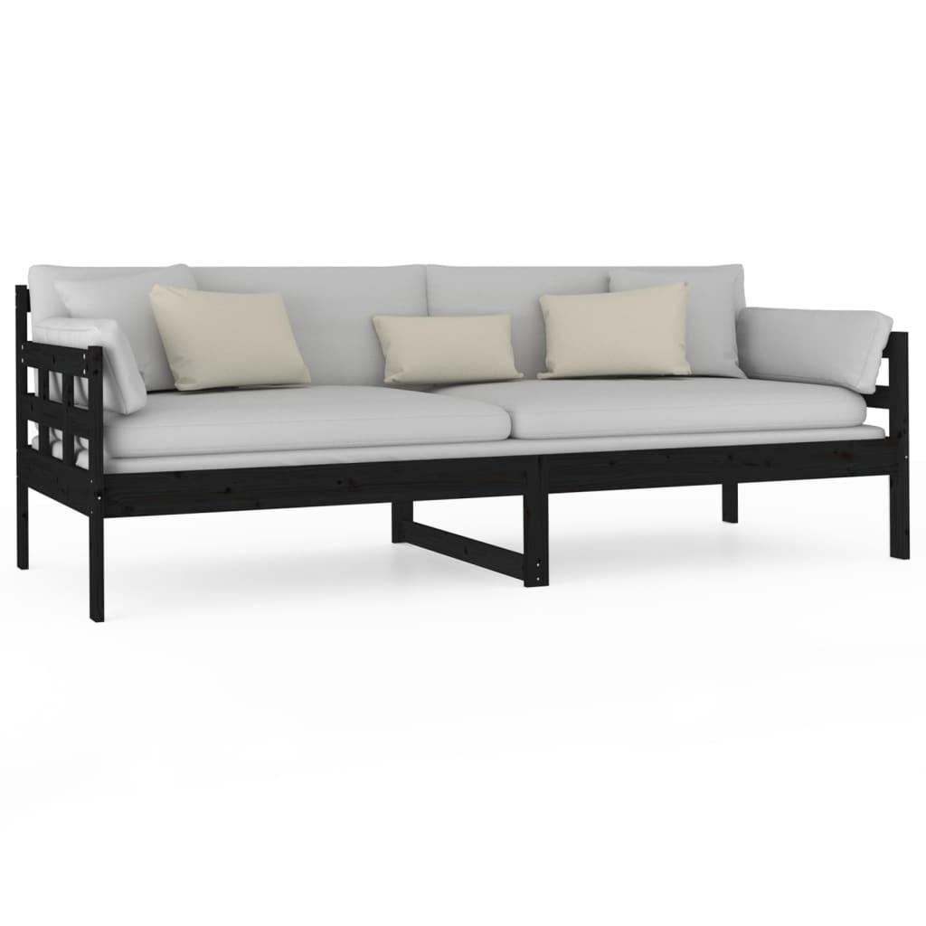 Slaapbank Massief Grenenhout Zwart 80X200 Cm