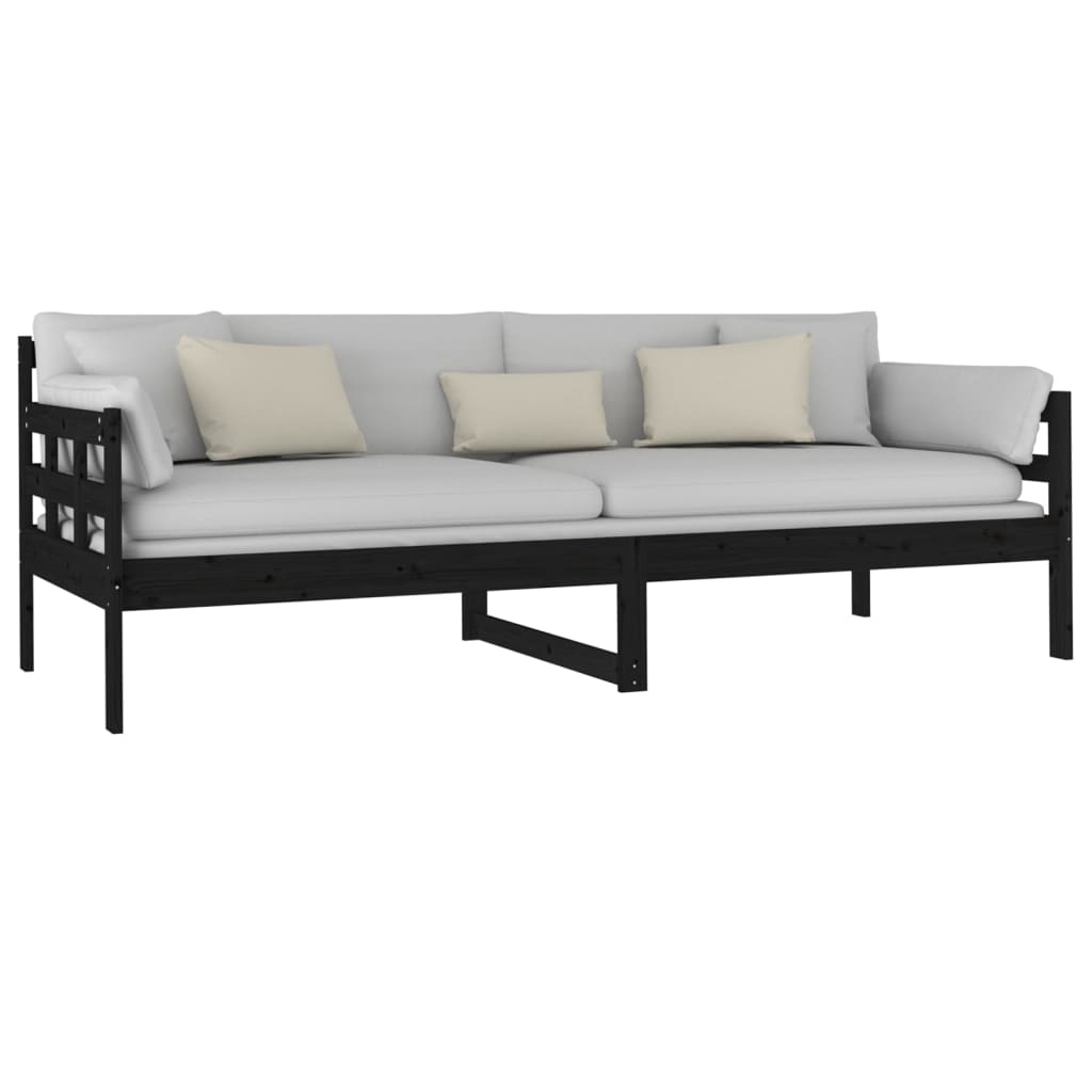 Slaapbank Massief Grenenhout Zwart 80X200 Cm