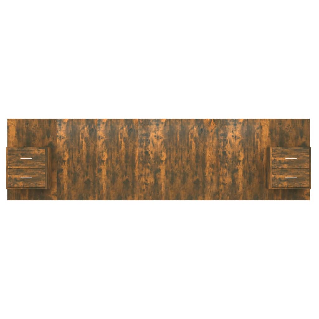 Hoofdbord Met Kastjes Bewerkt Hout Gerookt Eikenkleurig