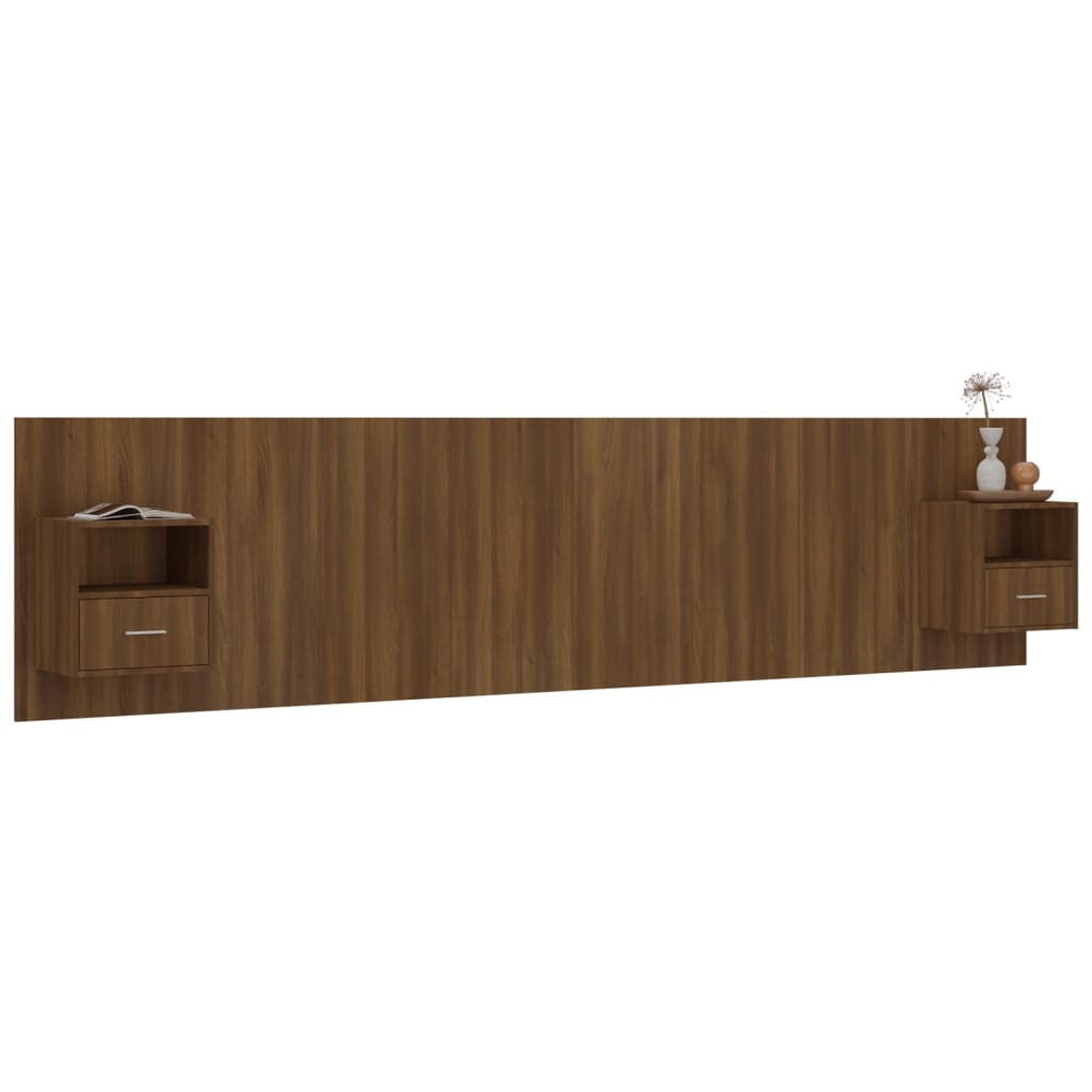 Hoofdbord Met Kastjes Bewerkt Hout Bruineikenkleurig