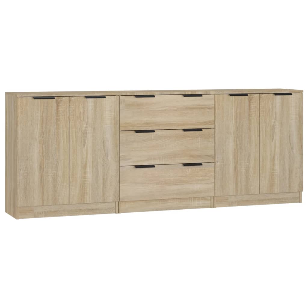 3 St Dressoirs Bewerkt Hout Sonoma Eikenkleurig