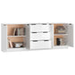 3 St Dressoirs Bewerkt Hout Hoogglans Wit