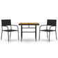 3-Delige Tuinset Poly Rattan Zwart