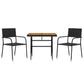 3-Delige Tuinset Poly Rattan Zwart
