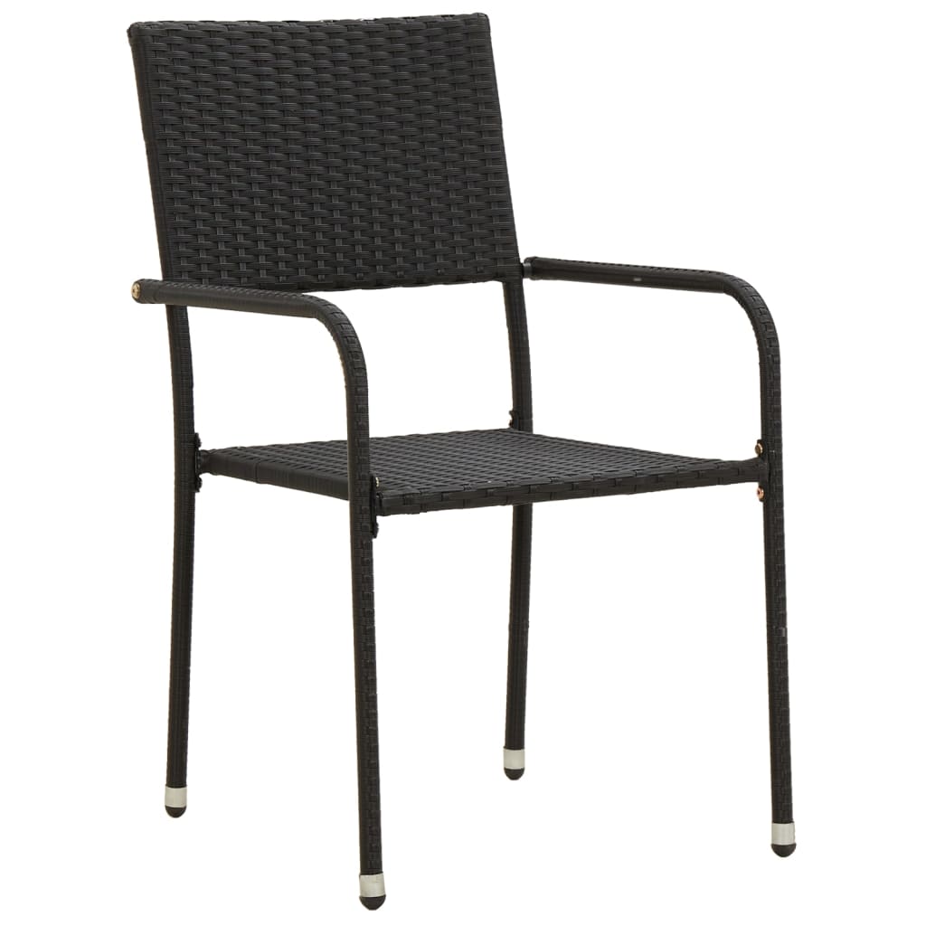 3-Delige Tuinset Poly Rattan Zwart