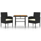 3-Delige Tuinset Poly Rattan Zwart