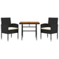 3-Delige Tuinset Poly Rattan Zwart