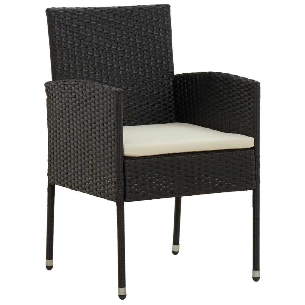 3-Delige Tuinset Poly Rattan Zwart