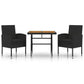 3-Delige Tuinset Poly Rattan Zwart