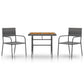 3-Delige Tuinset Poly Rattan Grijs