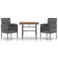 3-Delige Tuinset Poly Rattan Grijs