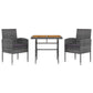 3-Delige Tuinset Poly Rattan Grijs