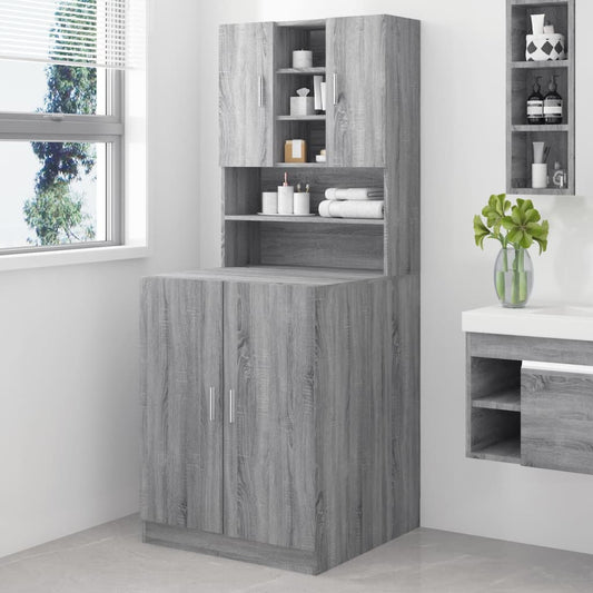 Wasmachinekast Bewekrt Hout Grijs Sonoma Eikenkleurig