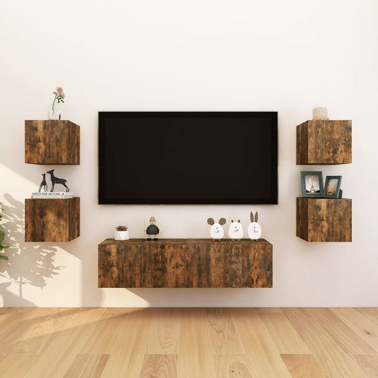 Tv-Wandmeubelen 8 St 30,5X30X30 Cm Gerookt Eikenkleurig
