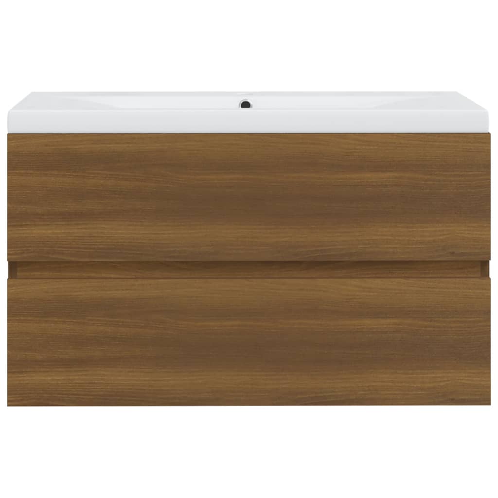 Wastafelkast Met Ingebouwde Wastafel Bewerkt Hout Bruineiken