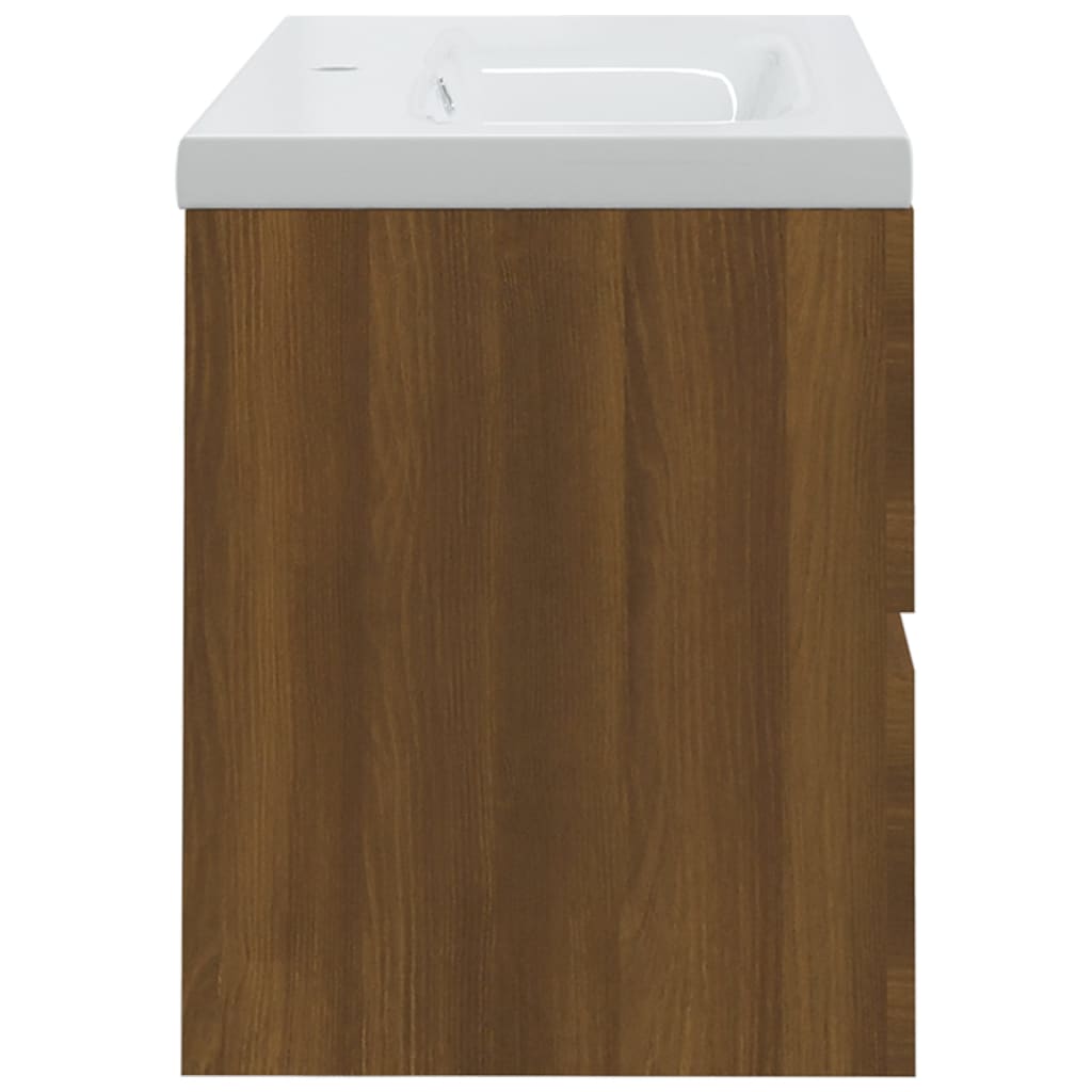 Wastafelkast Met Ingebouwde Wastafel Bewerkt Hout Bruineiken