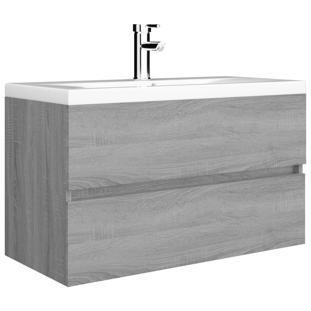 Wastafelkast Met Wastafel Bewerkt Hout Grijs Sonoma Eikenkleur