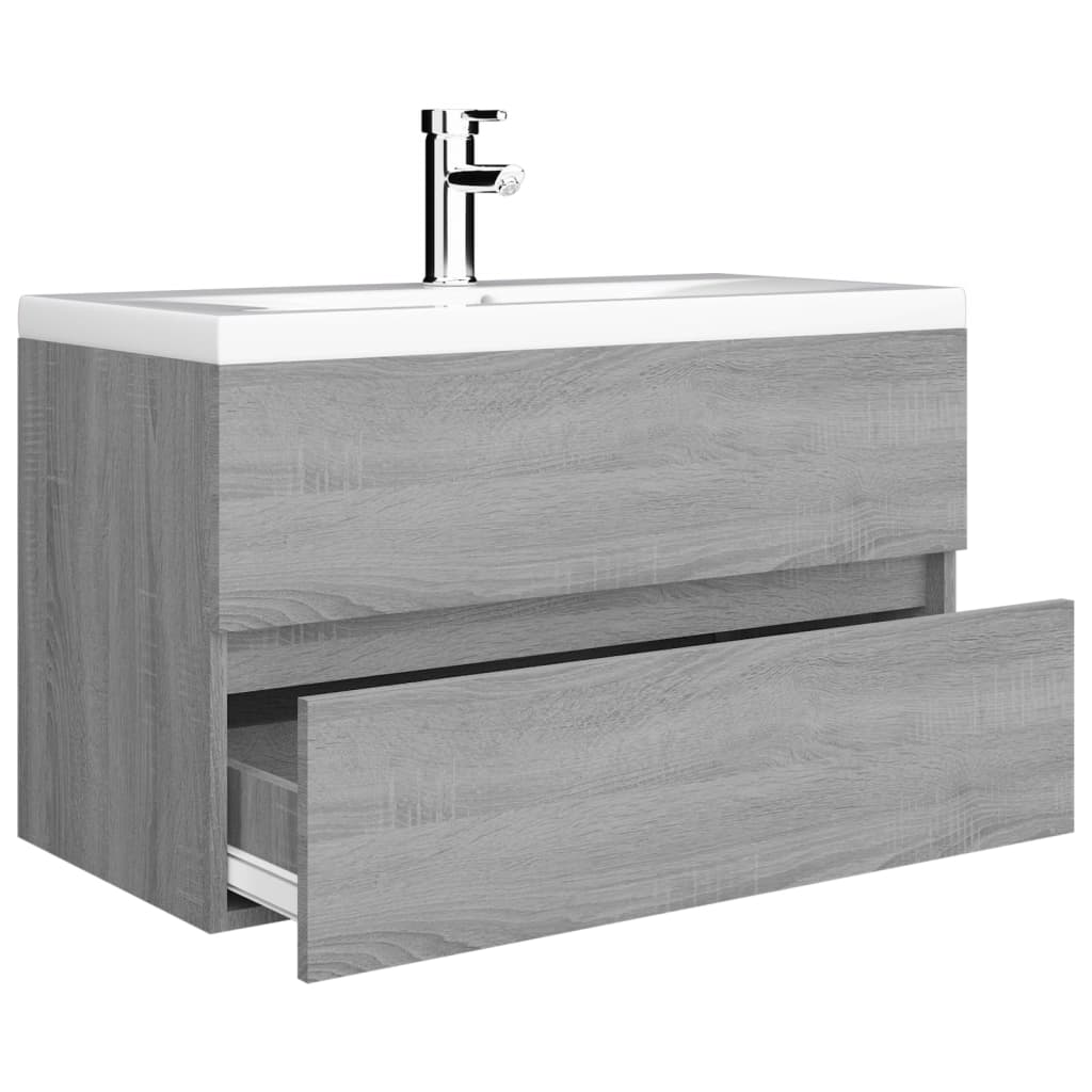 Wastafelkast Met Wastafel Bewerkt Hout Grijs Sonoma Eikenkleur