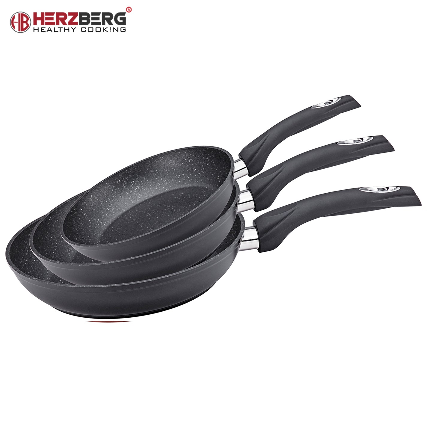 Herzberg Cooking Herzberg 3-Delige Koekenpan Van Gesmeed Aluminium 20/24/28 Zwart